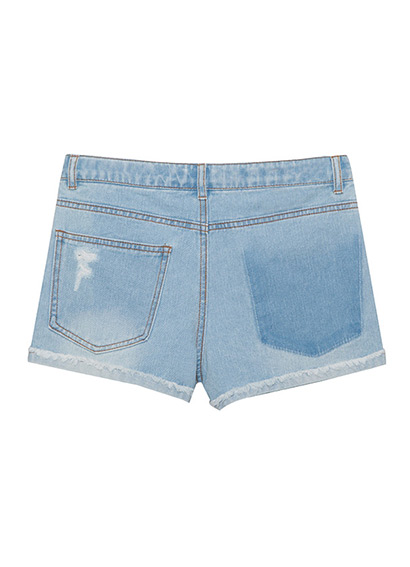 Girls garment wash short in cotton denim fabric and embroid